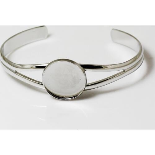 Beadsnice Brass Blank Bracelet Cuff Bezel Bangle Tray 20mm Round Setting Bracelet Components for Women DIY Jewelry ID23449