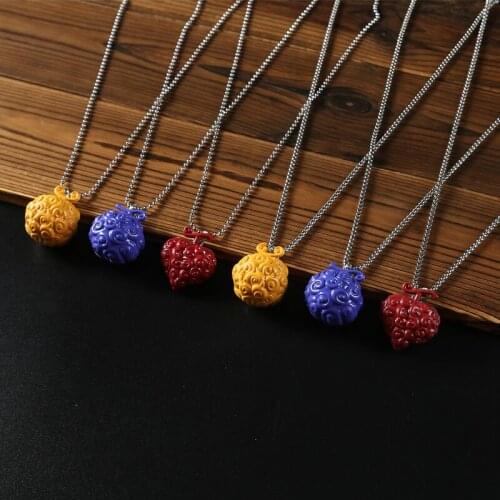 Anime One Piece Necklace Metal Ace Law Devil Fruit Pendant Choker Bead Necklaces Women Men Charm Gifts Jewelry collares