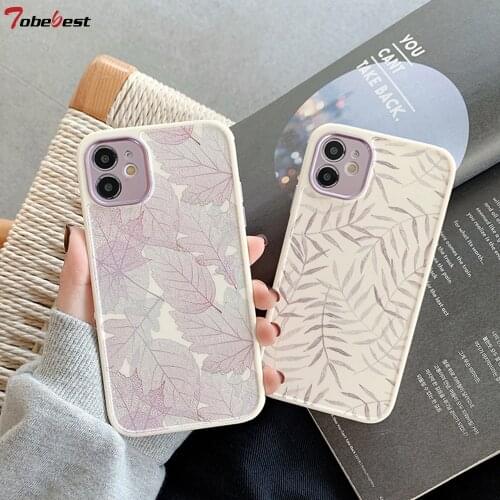 Tree Leaves Plating Camera Protection Lid Phone Cases for iphone 12 11 pro max X XS XR 8 Plus 12mini Matte Anti-knock Soft Cover