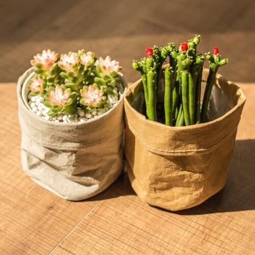 Succulents Flower Pot Waterproof Kraft Paper Pots Desktop Storage Bag Reusable Plants Bag Container Flowerpot Garden Supplies