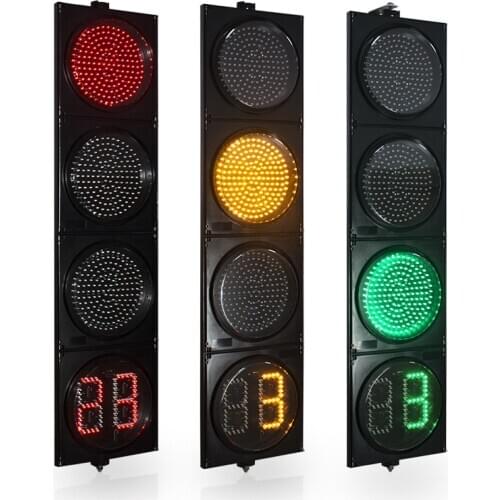 Diameter 300mm*4 Units RYG Full Ball And 2 Digits Countdown Timer Led Traffic Light Signal