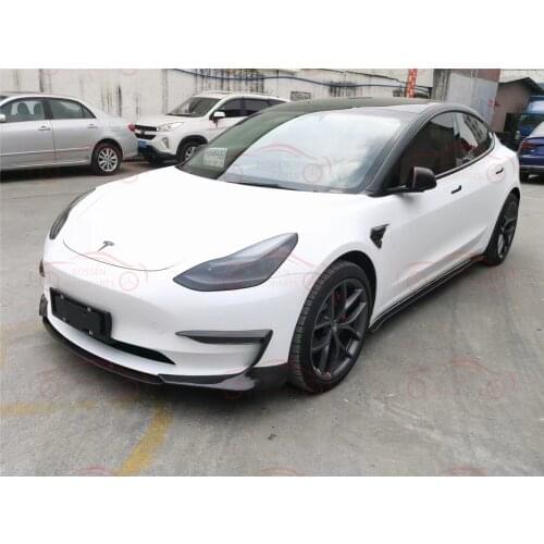 FOR Tesla Model 3 carbon fiber front lip side skirt rear lip rear fin diffuser spoiler body kit auto parts
