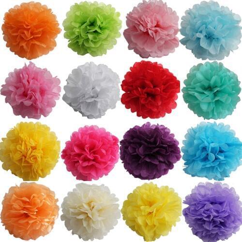 Hot Sale! 20 pcs 4''(10cm) Tissue Paper Pom Poms For Wedding Party Decoration DIY Flower Balls Colorful Paper Flowers 16 Colors