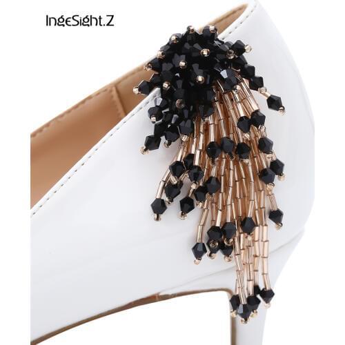 IngeSight.Z 2 Piece Elegant Acrylic Long Tassel Shoe Decoration Charm Women Shoe Clip Buckle Fashion Jewelry Accessories Anklet