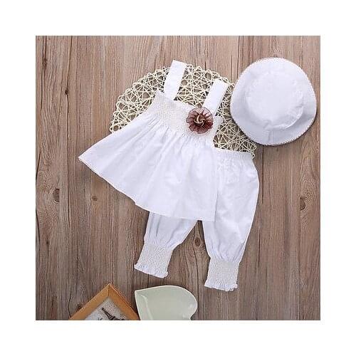 3pcs sets Newborn Toddler Baby Girls clothes sets Casual Cotton tops + pants + hat Summer Kids Outfits Suit 0-24M