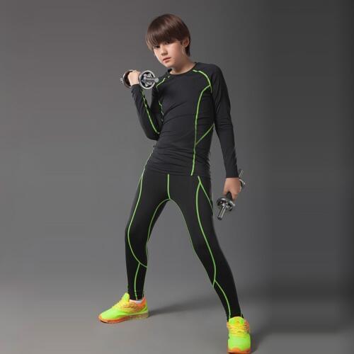 Compression running tights kids basketball pants men running training sets fitness gym jogging leggings tights boys sports suit