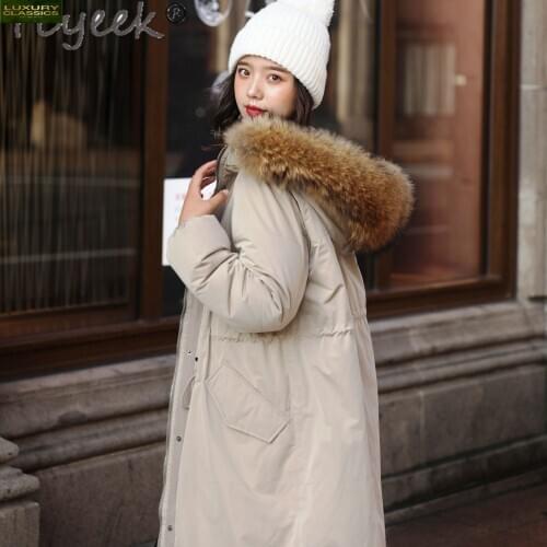 Jacket Down Womens Winter Long Coat Female 7xl Plus Size Women Raccoon Dog Fur Collar Hooded Parka 2021 Mujeres Abrigos Pph1344