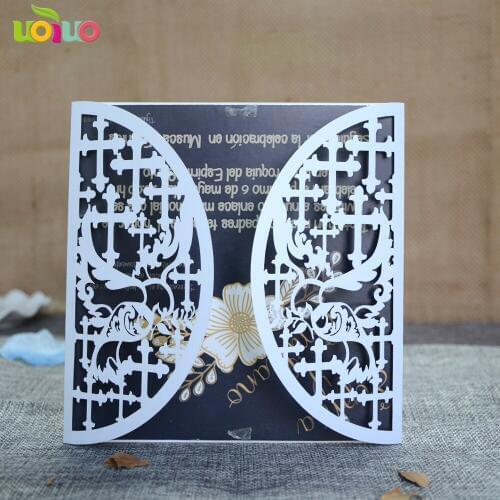 Laser cutting 5.9inch cross design baptism white invitation cards lace envelop cover festival invitation card