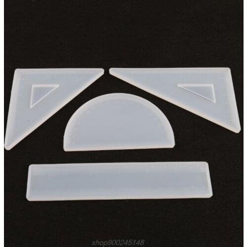 4 Shapes Silicone Resin Ruler Molds Kit Handmade Straignt Ruler Square Rulers Triangular Ruler Protractor F03 21 Dropship