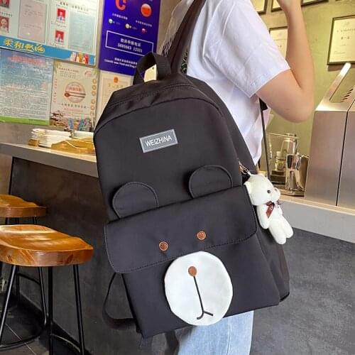 Cute Female Backpacks for Women High Quality Nylon School Bag Teenagers Girls Pendant Backpack Large Capacity Mochila Book Bags