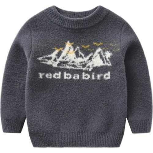 2020 New Autumn Winter Kids Sweaters Boys Fashion Warm Top Print Knit Pullover Sweater Baby Boy Clothes