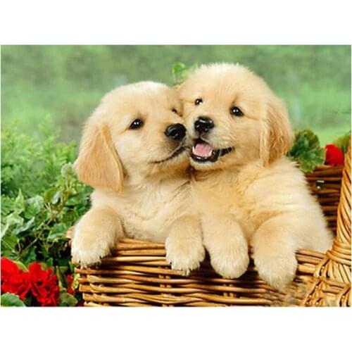 New Arrivals 5D DIY Full Round Diamond Painting Cute Dog & Flower 3D Embroidery Cross Stitch Rhinestone Mosaic Home Decor Y272