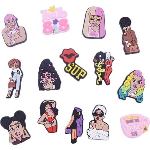 New Designer Cartoon Fashion Girls Hole Slippers Shoe Charms Icon Buckles For Party Gifts PVC Accessories Shoe Croc Decor