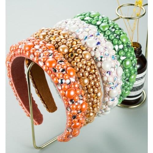 New Multi Color Bright Color Solid Color Flannel Rhinestone Headband Baroque Trend Casual Ladies Headband Hair Accessories
