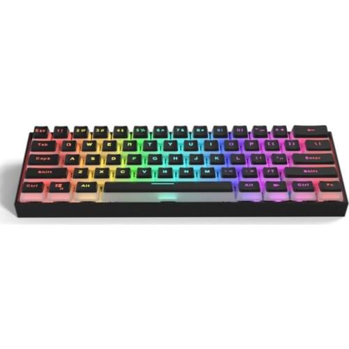 PK61 61 Keys RGB Mechanical Keyboard Type-C Line Separation Wired Gaming Keyboard For Windows/Mac/IOS/Linux - Black