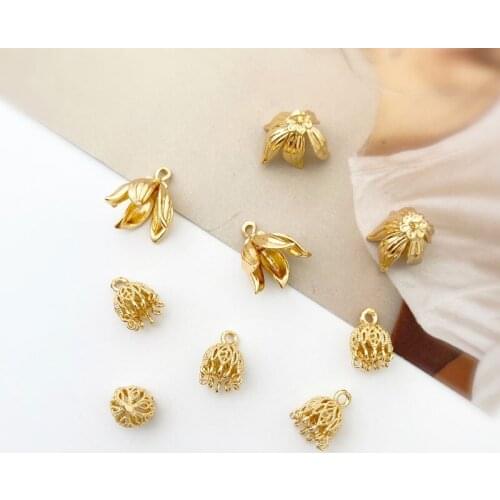 Gold-clad hollow flower hat torus flower tassel hat accessories diy earrings material