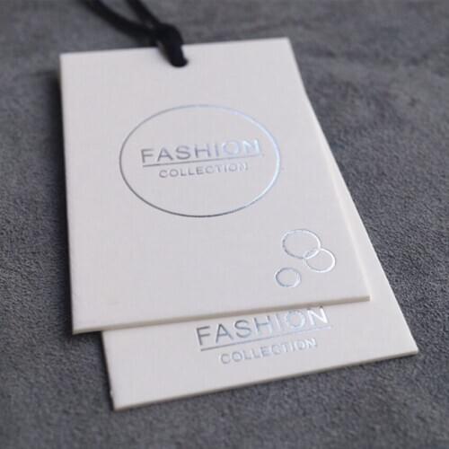 Custom hang tags 400gsm coated paper clothing hangtag Custom printing garment tags gold silover gold foil hangtag