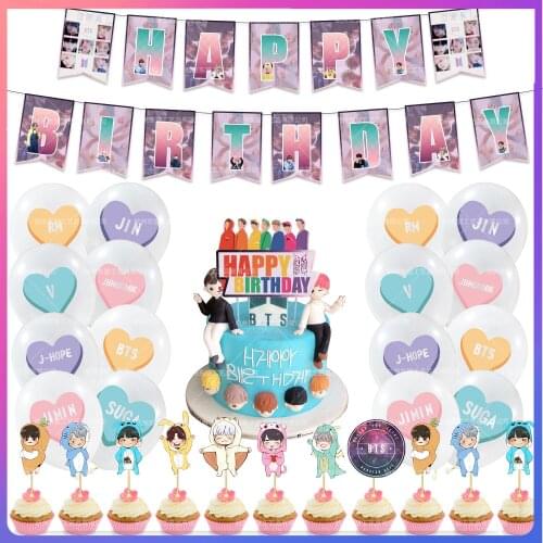 44Pcs Bulletproof Birthday Party Supplies Set Happy Birthday Banner ,Latex Balloon , Cupcake Toppers Party Supplies for Kids