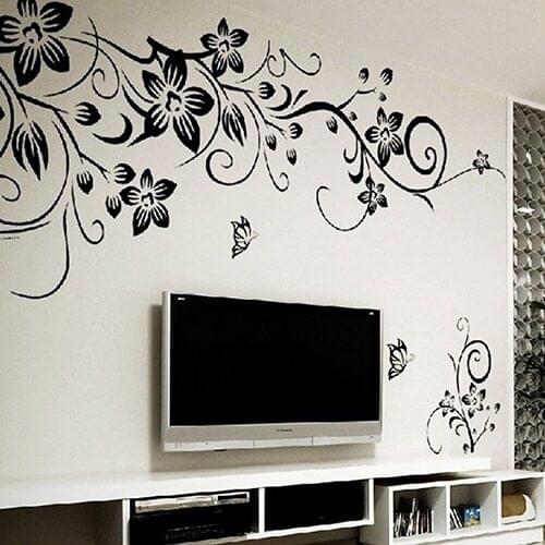 Home Room Decoration TV Background Removable Flowers Butterfly Wall Sticker