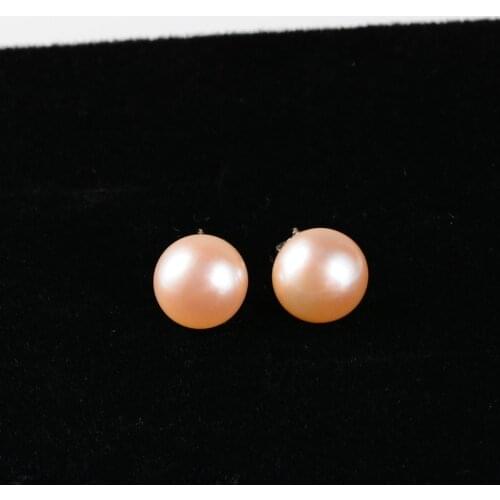 Silver Color Genuine Natural Freshwater Pearl Stud Earrings for Women Gifts Black White Purple Brincos Free Shipping