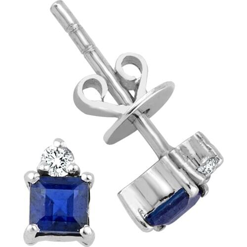 14k Gold Natural Square Sapphire Earrings PE1491-3