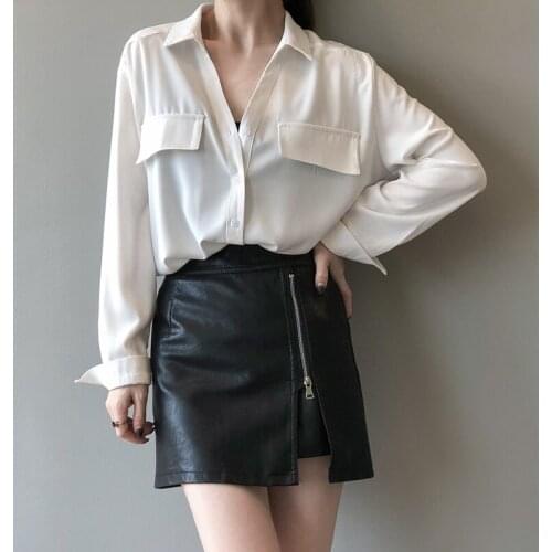 Chic Women Solid Office Ladies Casual Tops And Shirts Female Korean Long Sleeves Blouses Shirts