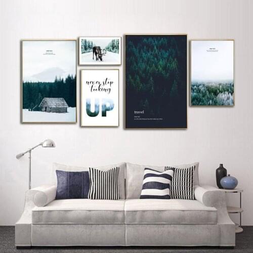Modern Minimalist Nordic Forest Portfolio Nature Landscape Painting Modular Wall Art Posters and Prints Bedroom Home Decoration