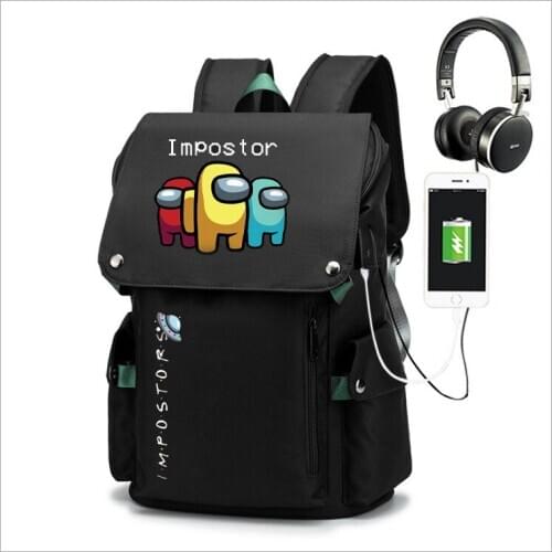Among US Game Backpack USB Charge Anti-theft School Bags Oxford Impostor Wear-Resistant Women Mens Casual Mochila Escolar