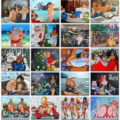 Fat Lady 5D Diy Diamond Painting Cross Stitch Comic Full Round Diamond Embroidery Girl Set Full Square 3D Diamond Mosaic Jq464