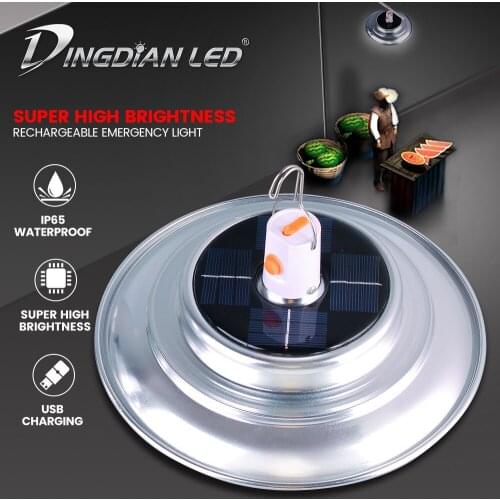 Solar UFO Light 120W200W Outdoor Waterproof Emergency Lighting Booth Light Camping Solar Charging LED Bulb USB Charging