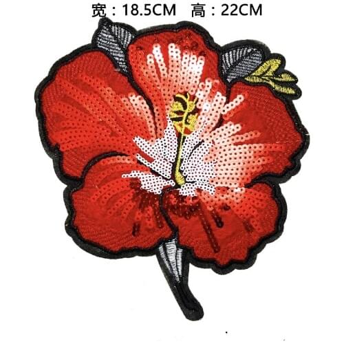 Peony Flower Embroidered Patch Red Rose Stickers Iron on Sew on Patches for Clothing Heat Transfer Diy Accessory Appliques