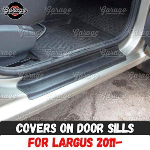 Guard covers on door sills for Lada Largus 2011- ABS plastic pads accessories protective plates scratches trim car styling