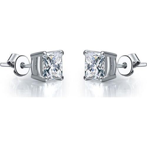 Test positive Moissanite Princess Earrings 2CT/Piece Women Sterling Silver Engagement Jewelry Earring Stud S925 Stamped