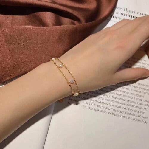 1pcs,Natural Fresh-water Pearls Bracelet,Concise Double strand of Design women Bracelet for Wedding Party decoration,gift favor