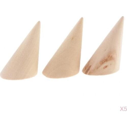 15Pcs Unpainted Unfinished Fashion Solid Ring Display Wood Jewelry Display
