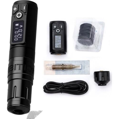2021 New Arrival Wireless Tattoo Machine Pen Brush Coreless Motor Strong Quiet With Extra Battery RCA Adapter Kit Free Shipping