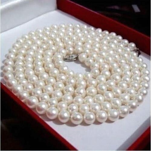 36 inch 8-9mm AAA perfect Akoya white cream pearl necklace