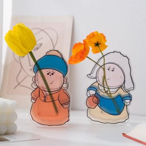 Acrylic Flower Vase Home Decoration Accessories For Living Room Artist Model Minimalist Plant Pots Decorative Office Desk Decor