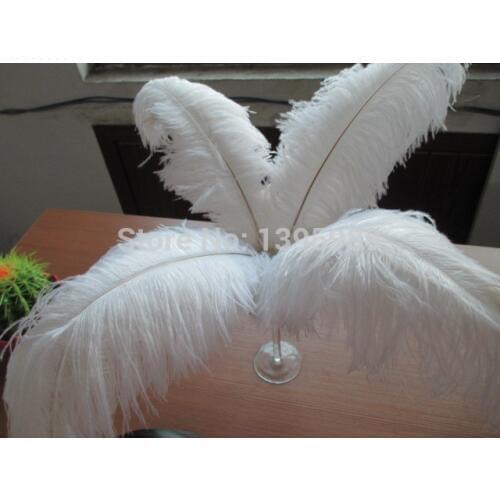 Free shipping wholesale 100pcs white nature ostrich feathers 14-16inch/35-40cm and variety of decorative stage performances