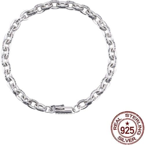 D72 s925 sterling silver bracelet retro personality leather rope jewelry punk hip-hop style cross shape gift for friends 2020