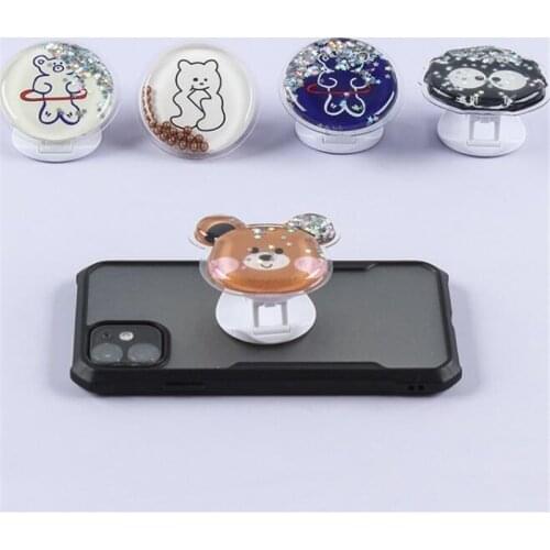 Mobile Phone Holder Stand 3D Quicksand Bear Ring Holder For iPhone Smartphone Mobile Phone Ring Holder Bracket Telefoon Houder