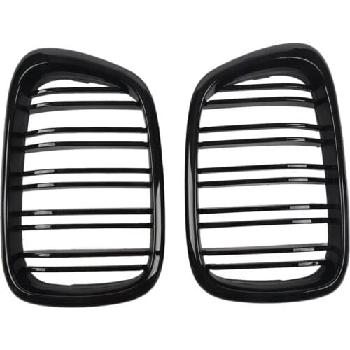 Glossy Black Front Hood Kidney Grille Grill ABS Dual Line Compatible for BMW E39 5-Series 525 528 1995-2004 Front Bumper Grille