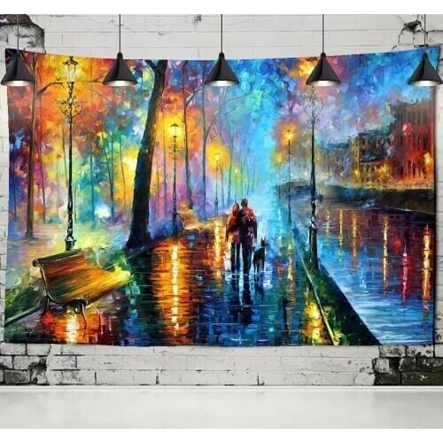 Valentines Day gift Tapestry Van Gogh Oil Painting Night View Wall Hanging Romantic Love Couple Boho Gypsy Home Decor Tapestry