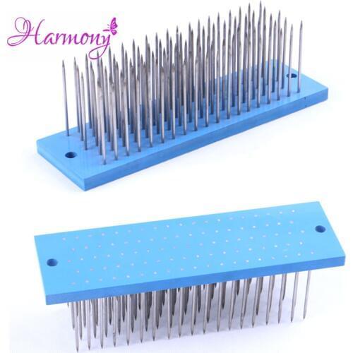 2pcs/lot Blue color Hair Hackle 93 Teeth Stainless Steel Needles Hackles for Raw Hair Making Hair Bulk Hair Extensions Factory