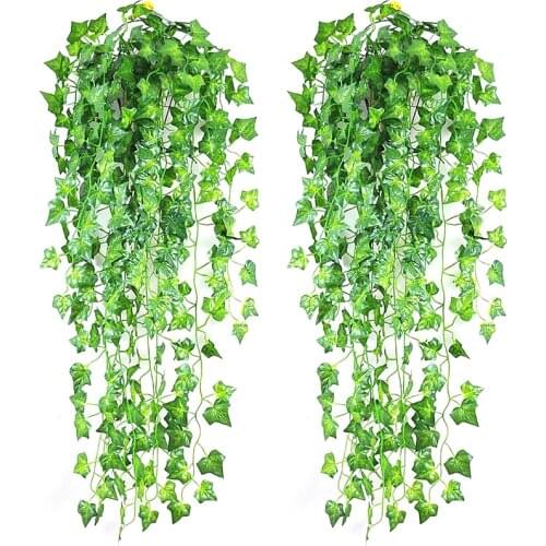 210cm Artificial Leave Garland Fake Green Leaf Ivy Vine Artificial Plant Wall Hanging Garland Party Wedding Home Garden Decor
