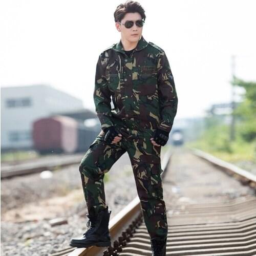 Camouflage Suits Mens Set Women Spring Autumn Wear Thickened Wear-Resistant Military Training Work Military Outdoor uniforms