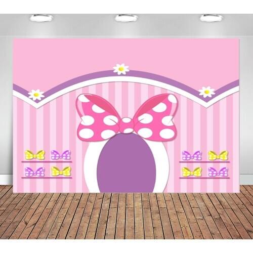 Beautiful Pink Bowtique Boutique Party Custom Photo Studio Background Backdrop Vinyl Photo Background Fabric Cloth
