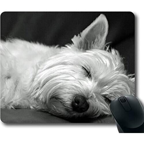 Cute Westie Terrier Dog Asleep POP Masterpiece Limited Design Oblong Mouse Pad Mousepads