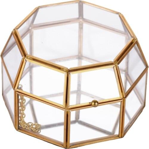 Nordic Multifunction Glass Jewelry Box Modern Art Storage Box Home Decoration Accessories Gold Frame With Glass Wedding Decor