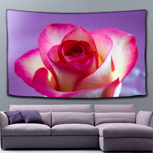 Flower Printed Tapestry Wall Hanging Polyester Rose Decoration Floral Tapestry Bedroom Living Room Tapestries